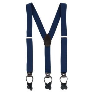 CTM Men's 1.375 Inch Wide Solid Color Y-Back Button-End Suspenders
